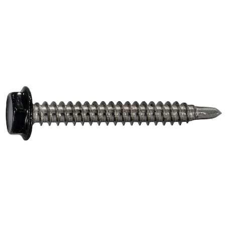 Midwest Fastener Self-Drilling Screw, #10 x 1-1/2 in, Painted Stainless Steel Flange Hex Head External Hex Drive 39607